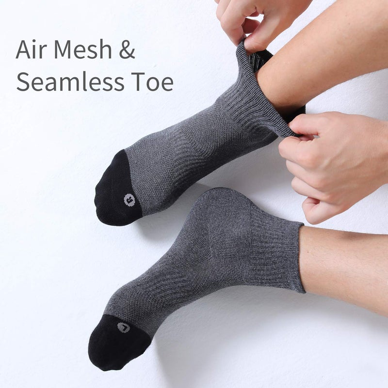 FITRELL 6 Pack Men's Athletic Ankle Socks Cushioned Sports Running Socks, Shoe Size 12-15, Dark Grey - Image 4